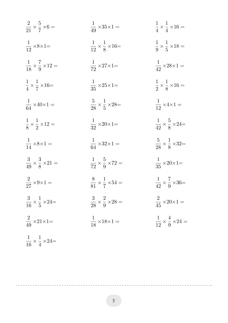 图片[3]-六年级数学上册▲口算题（分数与整数连乘）连打版（人教版）-云锋学科网