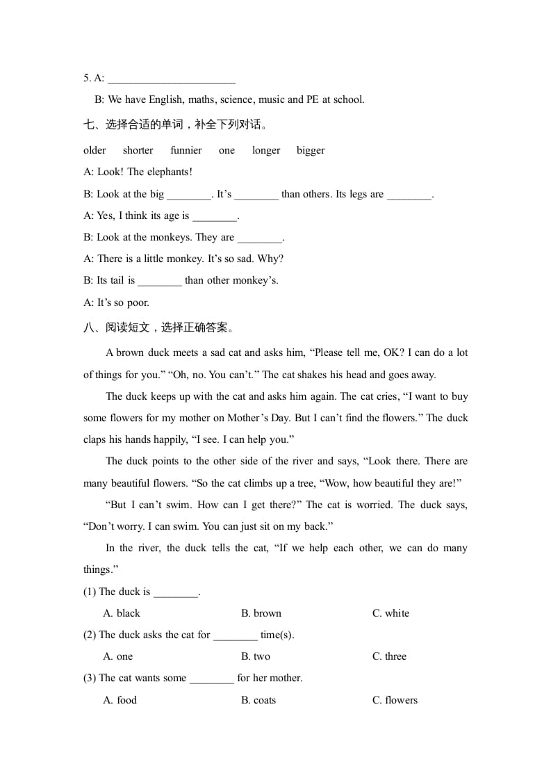 图片[3]-六年级英语上册Unit2_单元测试卷（人教版一起点）-云锋学科网