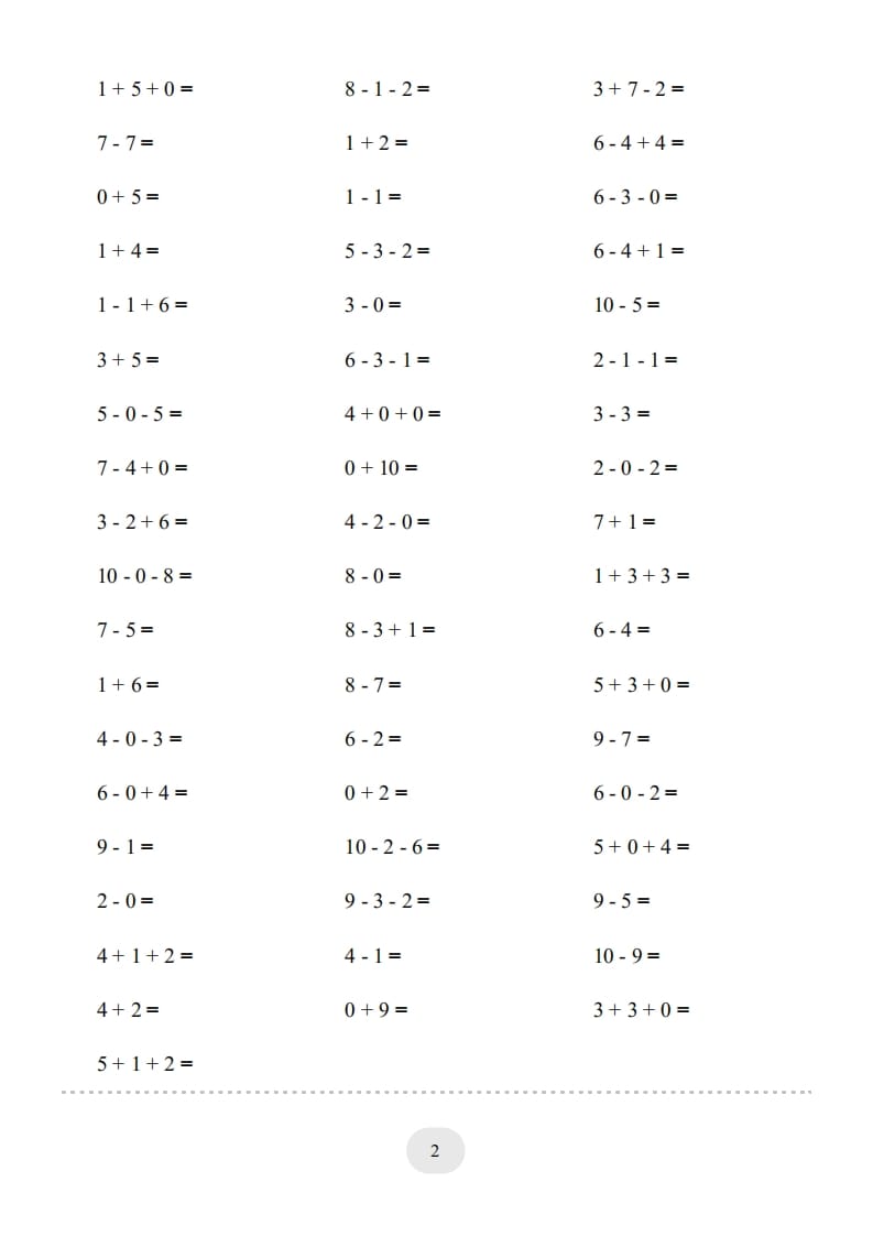 图片[2]-一年级数学上册（10以内的加减法–连加连减）2000题（人教版）-云锋学科网