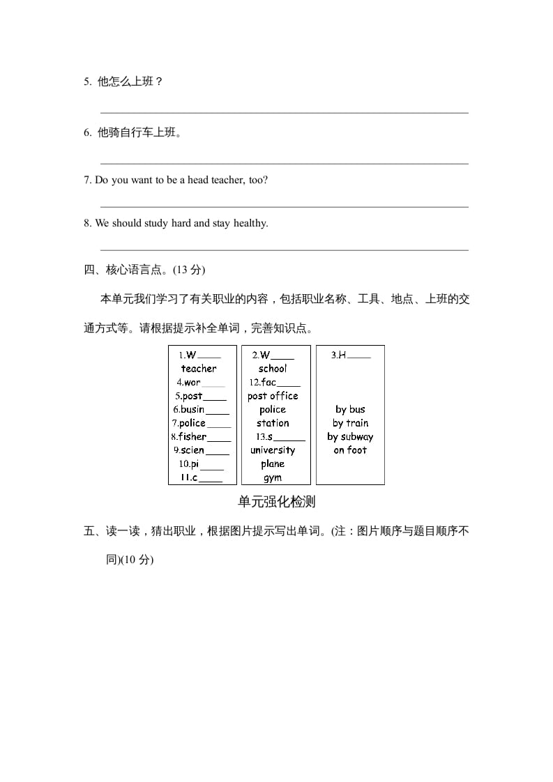 图片[2]-六年级英语上册Unit5单元知识梳理卷（人教版PEP）-云锋学科网