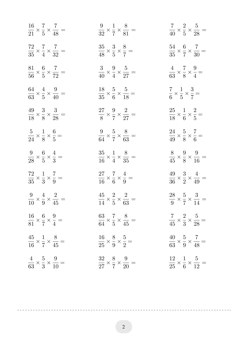 图片[2]-六年级数学上册▲口算题（分数连乘）连打版（人教版）-云锋学科网