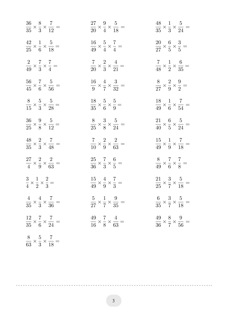 图片[3]-六年级数学上册▲口算题（分数连乘）连打版（人教版）-云锋学科网