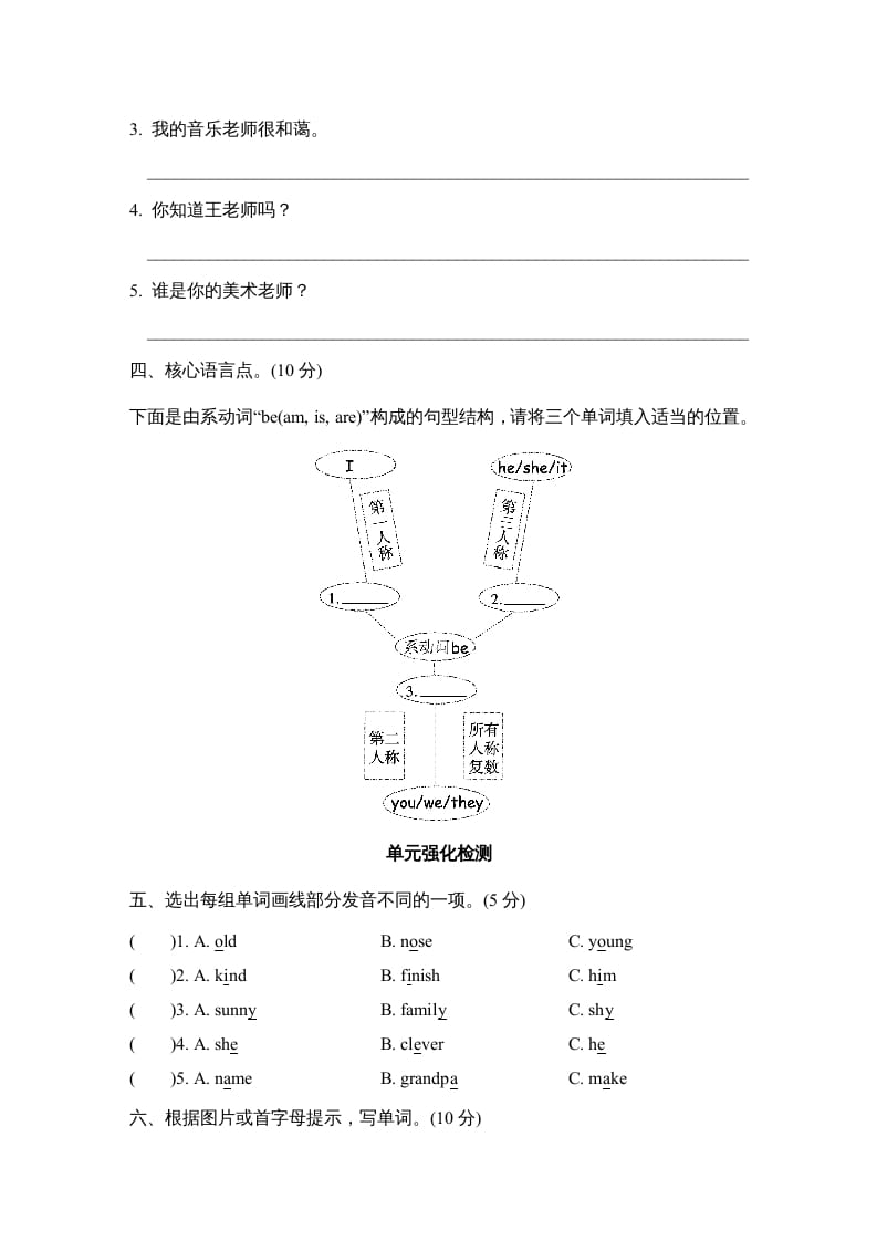 图片[2]-五年级英语上册Unit1单元知识梳理卷（人教版PEP）-云锋学科网