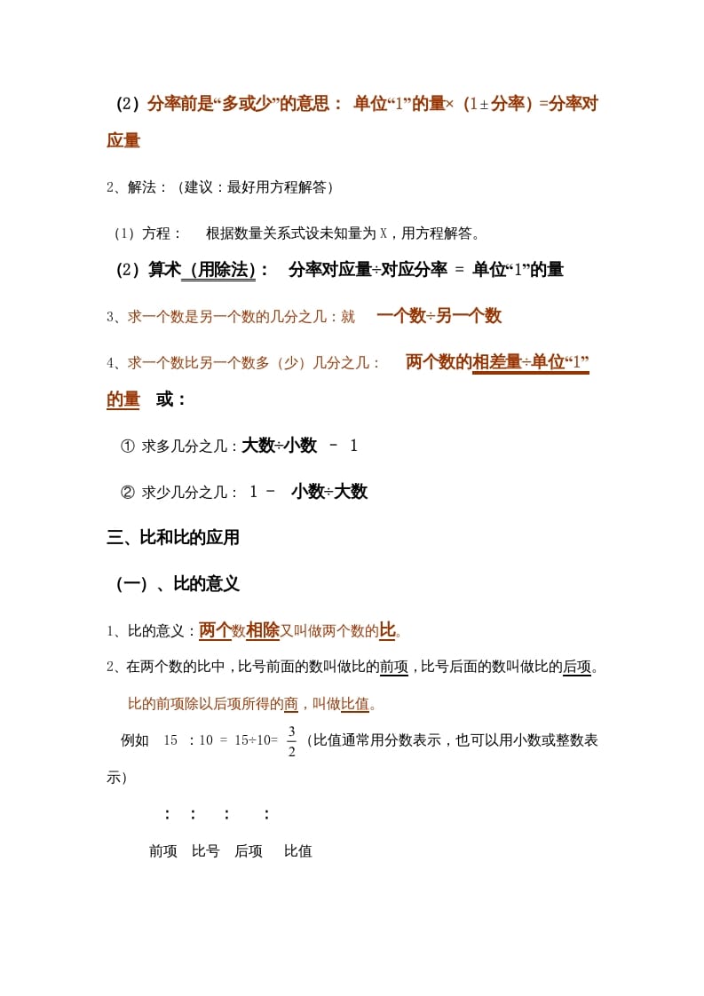 图片[2]-六年级数学上册第2单元归纳总结（人教版）-云锋学科网