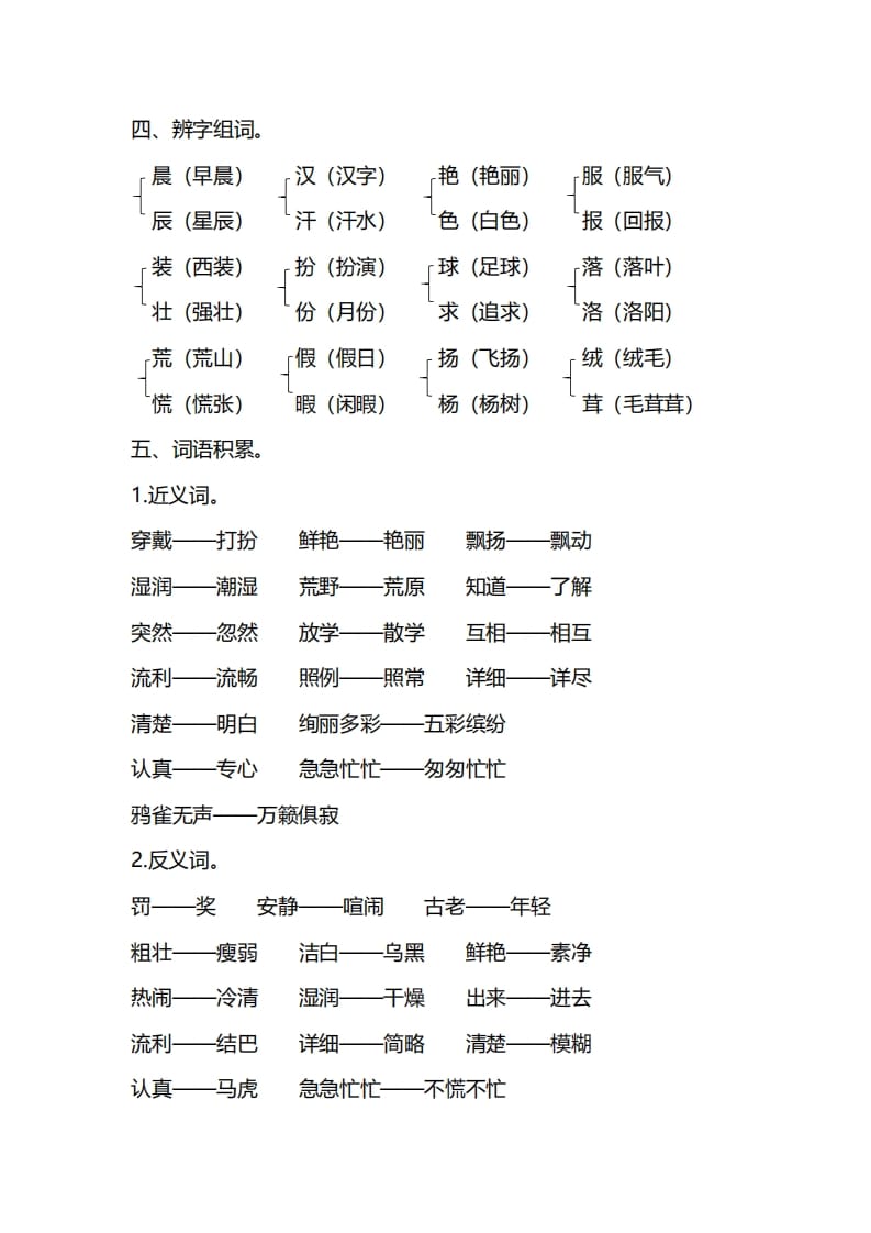 图片[3]-三年级语文上册第一单元知识要点归纳（部编版）-云锋学科网