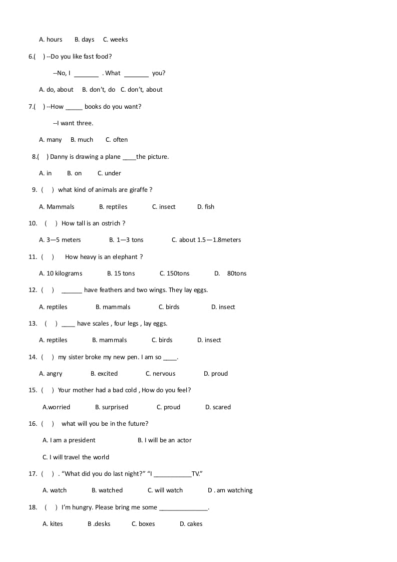 图片[2]-六年级英语上册期末试卷3（人教版一起点）-云锋学科网