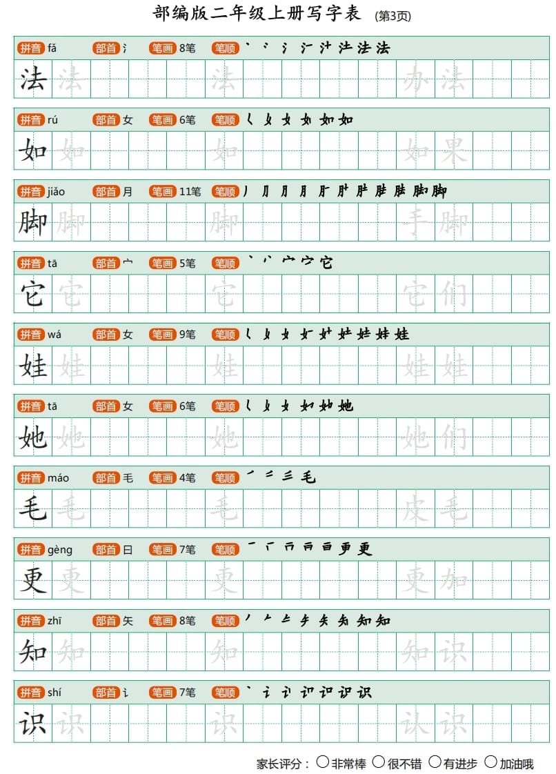 图片[3]-二年级语文上册写字表（25页）PDF（部编）-云锋学科网