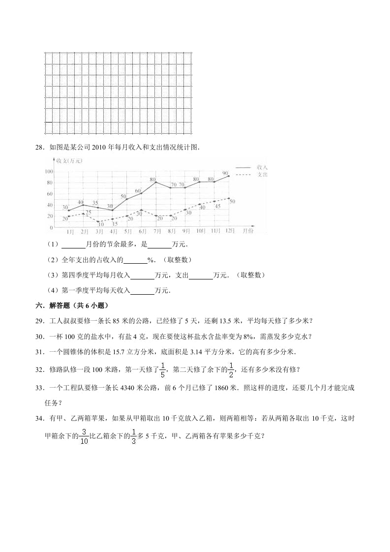 图片[3]-六年级数学下册小升初模拟试题（33）苏教版（含解析）-云锋学科网