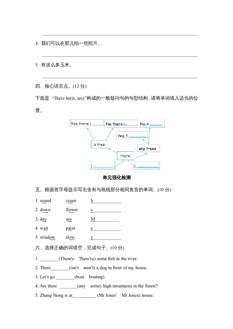 图片[2]-五年级英语上册Unit6单元知识梳理卷本（人教版PEP）-云锋学科网