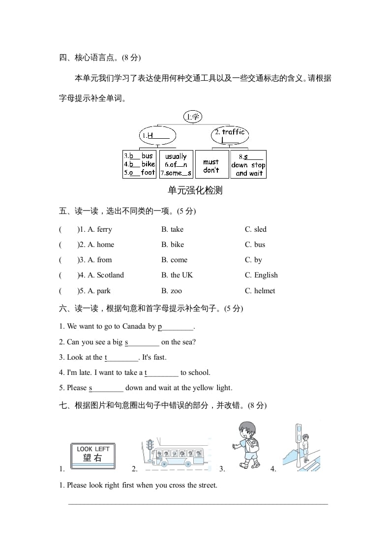 图片[2]-六年级英语上册Unit2单元知识梳理卷（人教版PEP）-云锋学科网