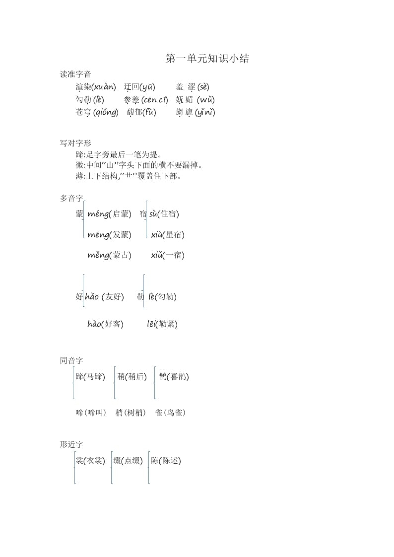 六年级语文上册知识要点（部编版）-云锋学科网