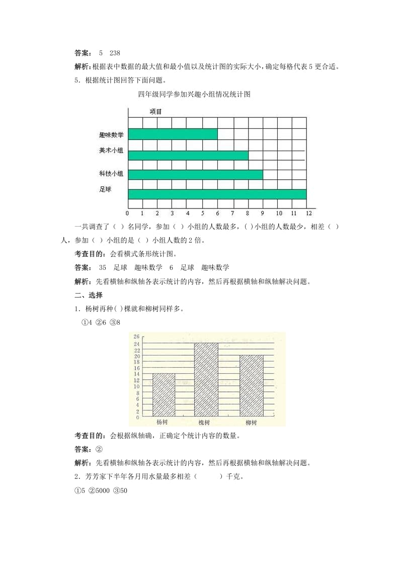 图片[3]-四年级数学上册同步测试及解析-条形统计图（人教版）-云锋学科网