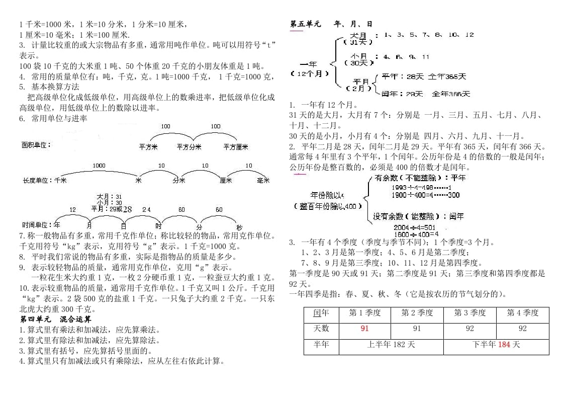 图片[2]-三年级数学下册新版三下概念整理稿-云锋学科网