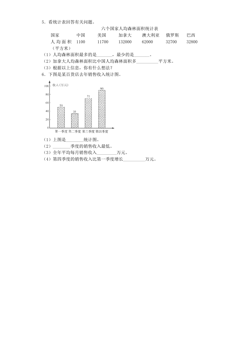 图片[2]-四年级数学上册练习题-统计表和条形统计图-（苏教版）-云锋学科网