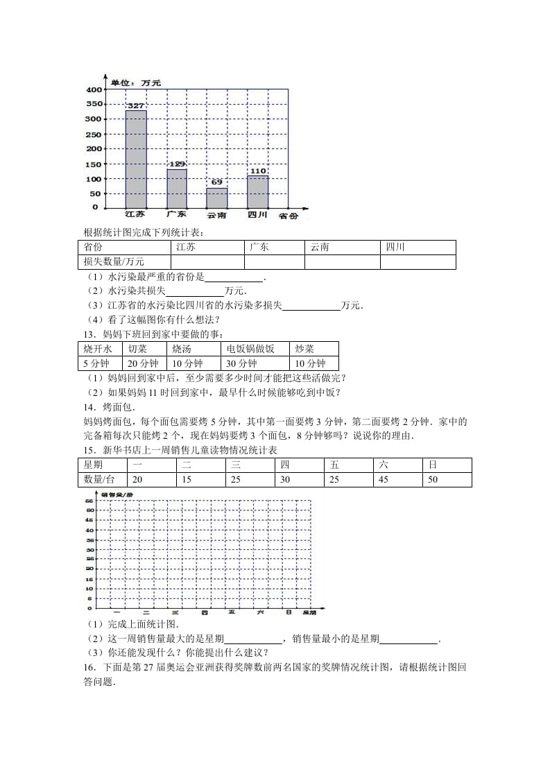 图片[3]-四年级数学上册第7单元测试卷1（人教版）-云锋学科网