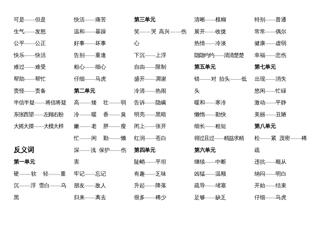 图片[2]-二年级语文上册近反义词汇总（部编）-云锋学科网