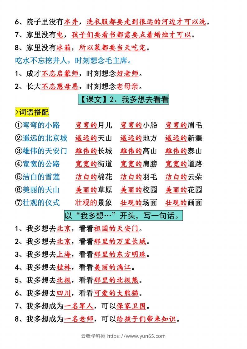 图片[2]-一年级下册语文全册仿写句子汇总_纯图版-云锋学科网