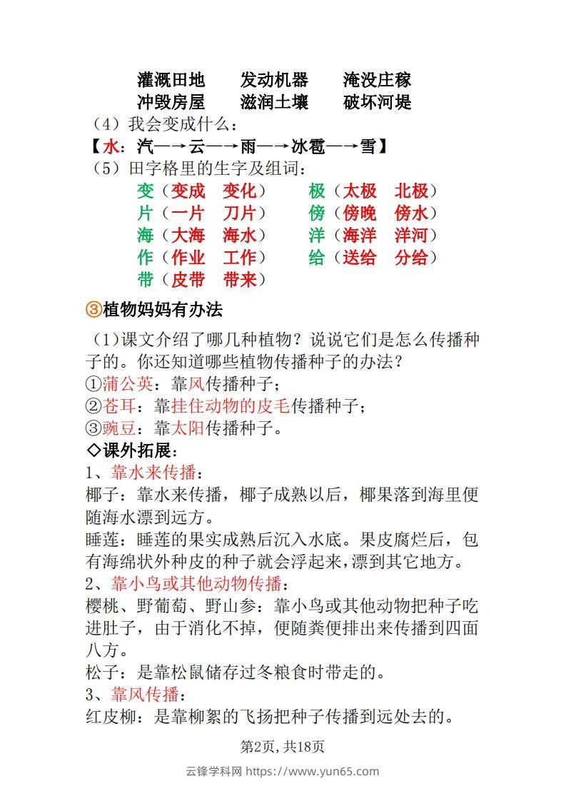 图片[2]-二年级上册语文全册每课重点知识点-云锋学科网