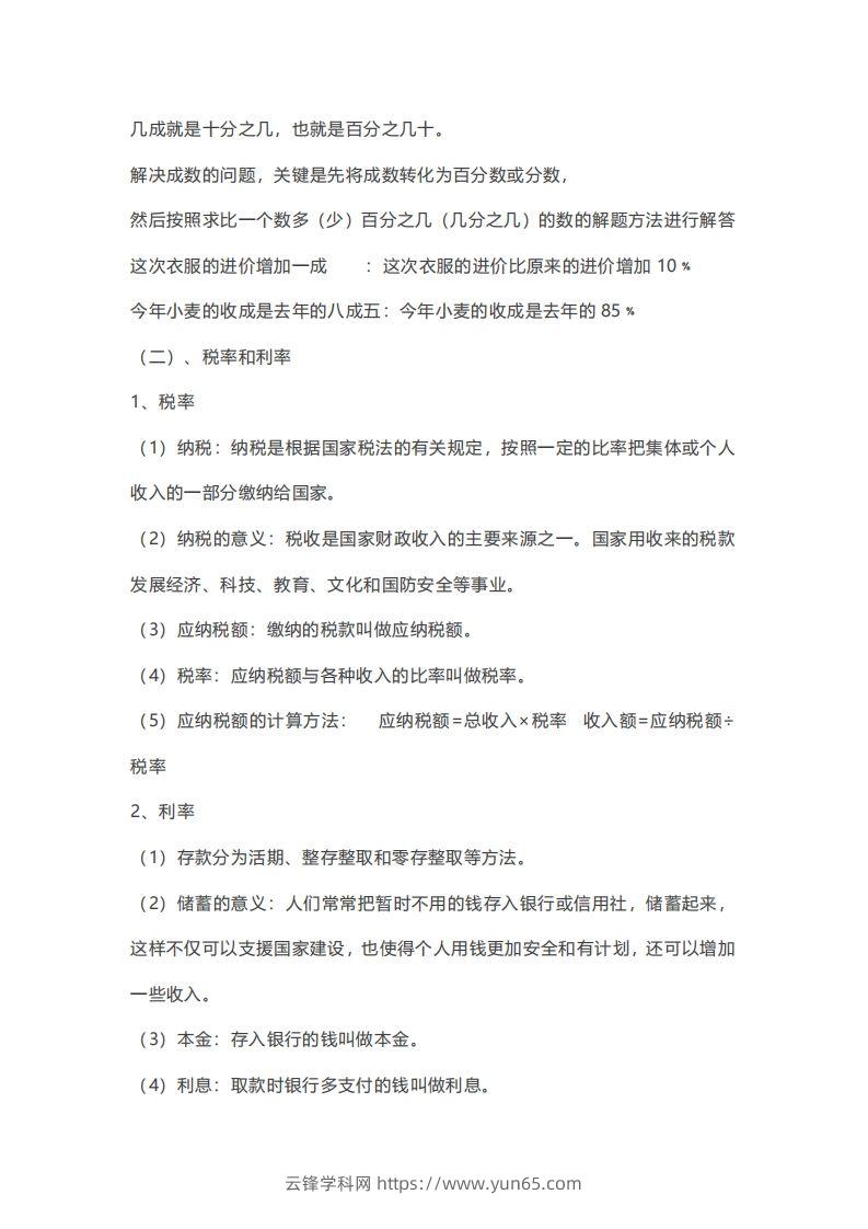 图片[2]-六年级下册数学必背知识点汇总-云锋学科网