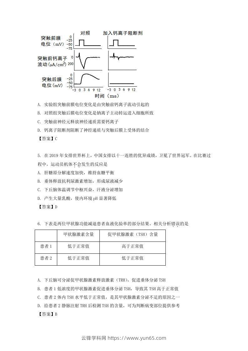 图片[2]-2019-2020年北京市西城区高二生物上学期期末试题及答案(Word版)-云锋学科网