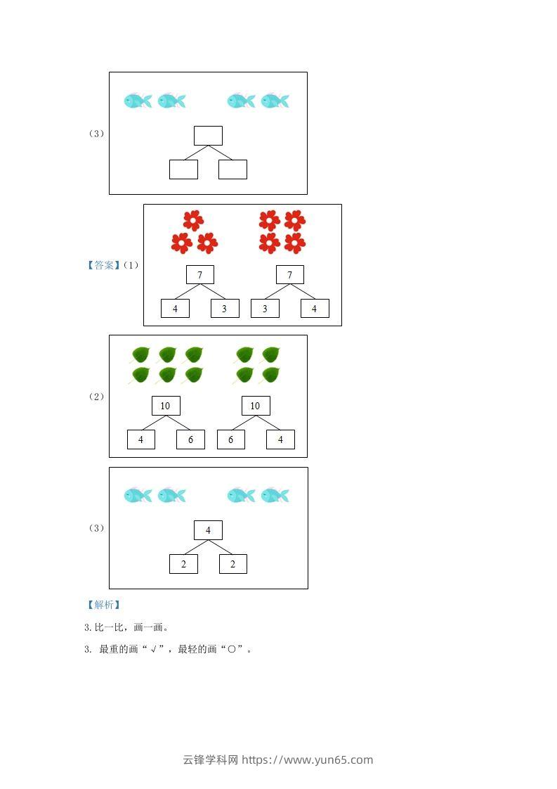 图片[2]-2020-2021学年江苏省南京市鼓楼区一年级上册数学期中试题及答案(Word版)-云锋学科网