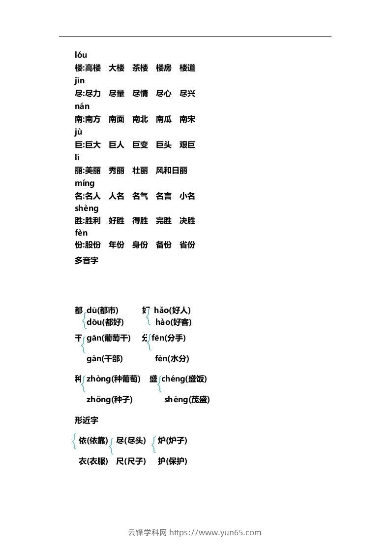 图片[2]-二上语文第四单元知识重点-云锋学科网