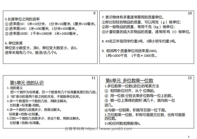 图片[3]-【人教三年级】数学上册必背笔记-云锋学科网