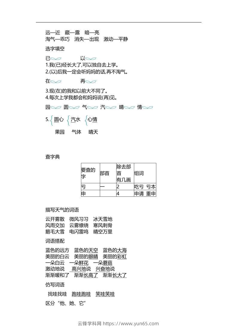 图片[3]-二上语文第七单元知识重点-云锋学科网