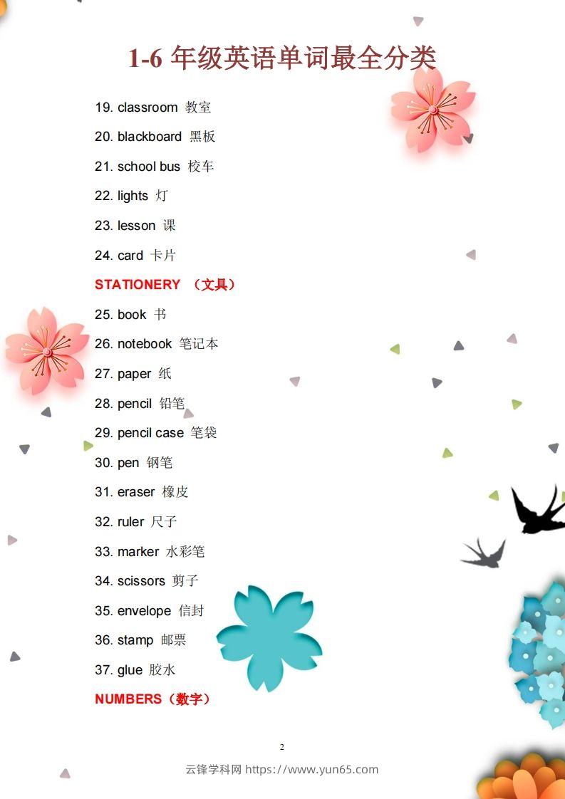 图片[2]-13_小学1至6年级英语单词最全分类-云锋学科网