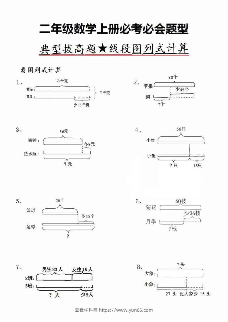 二上数学典型线段图列式计算-云锋学科网