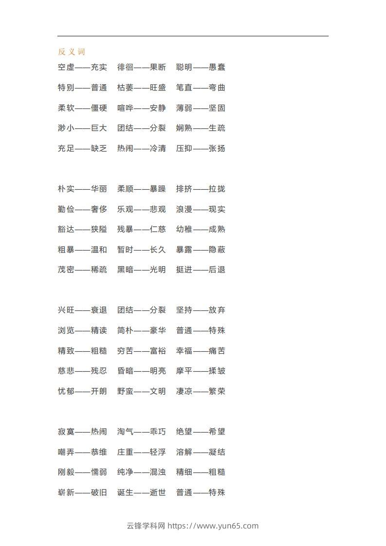 图片[3]-六年级语文下册近义词反义词汇总（部编版）-云锋学科网