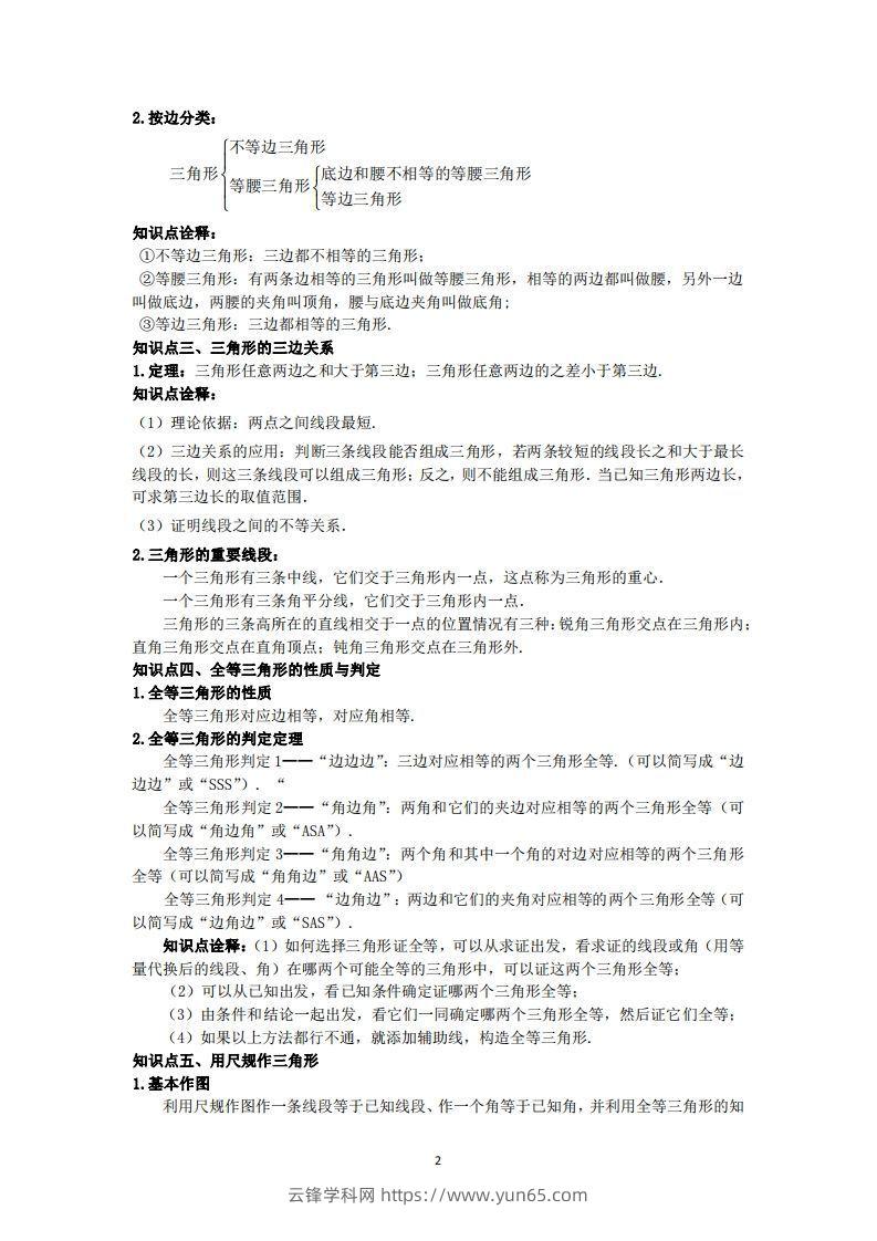 图片[2]-鲁教版数学七年级上册知识点汇总-云锋学科网