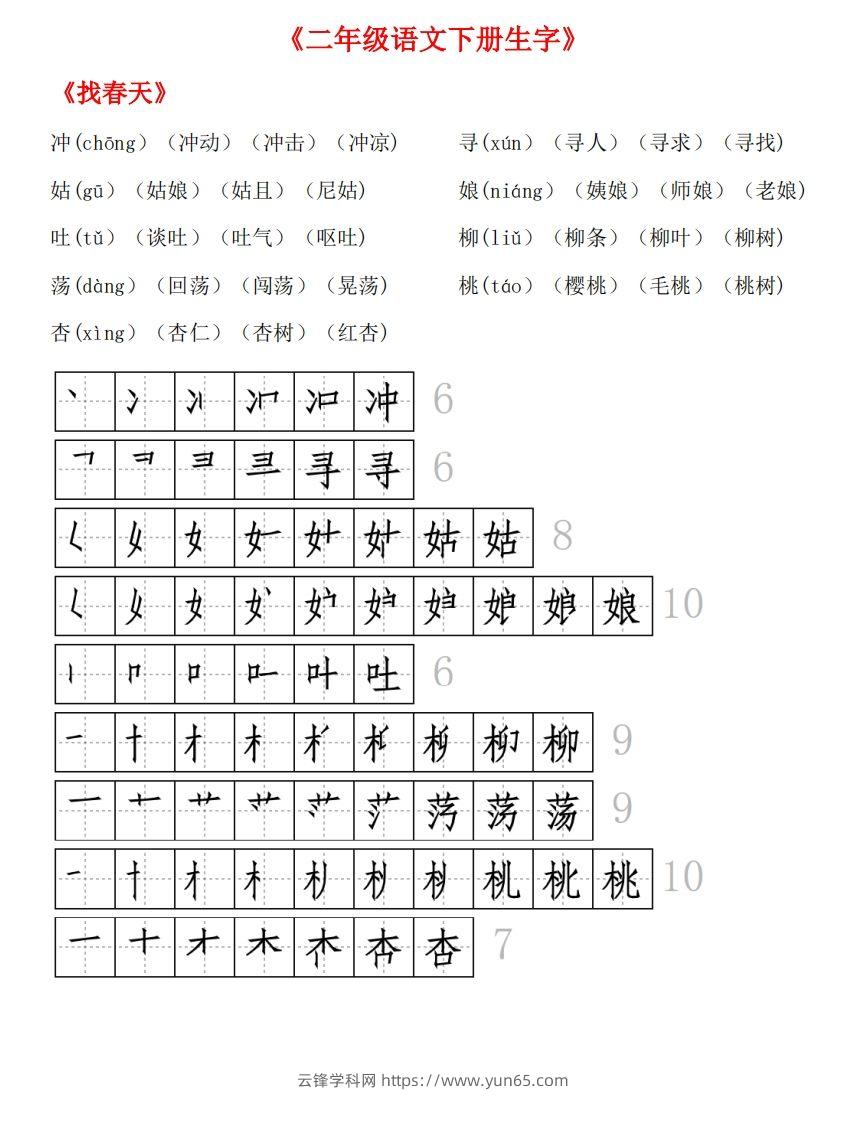 图片[2]-生字拼音组词笔顺-云锋学科网