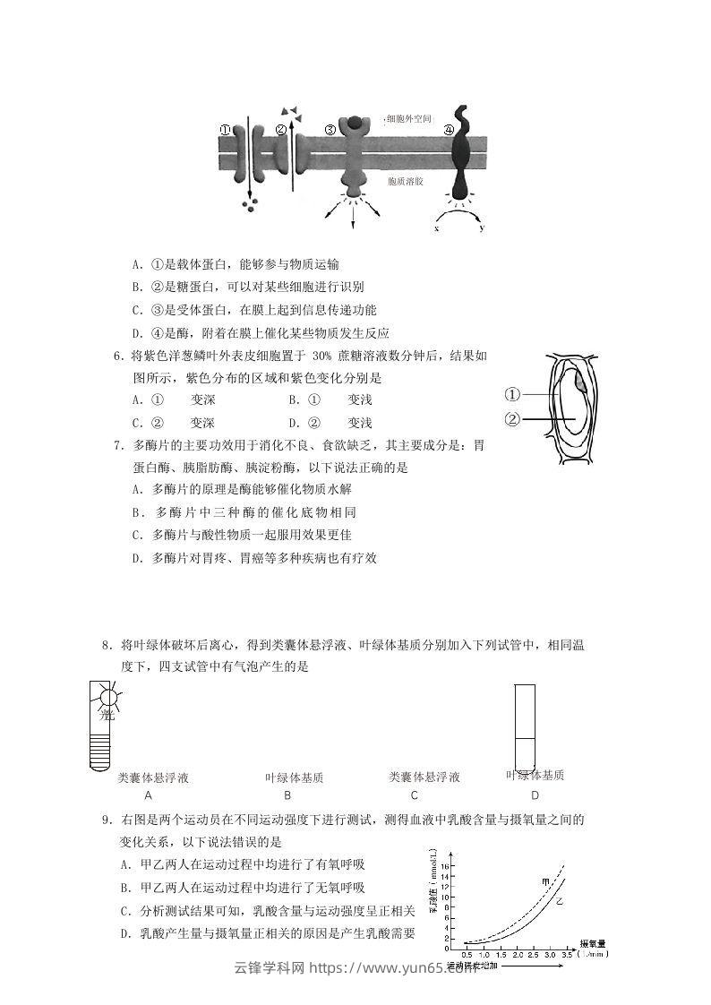 图片[2]-2019-2020年北京市房山区高二生物下学期期末试题及答案(Word版)-云锋学科网