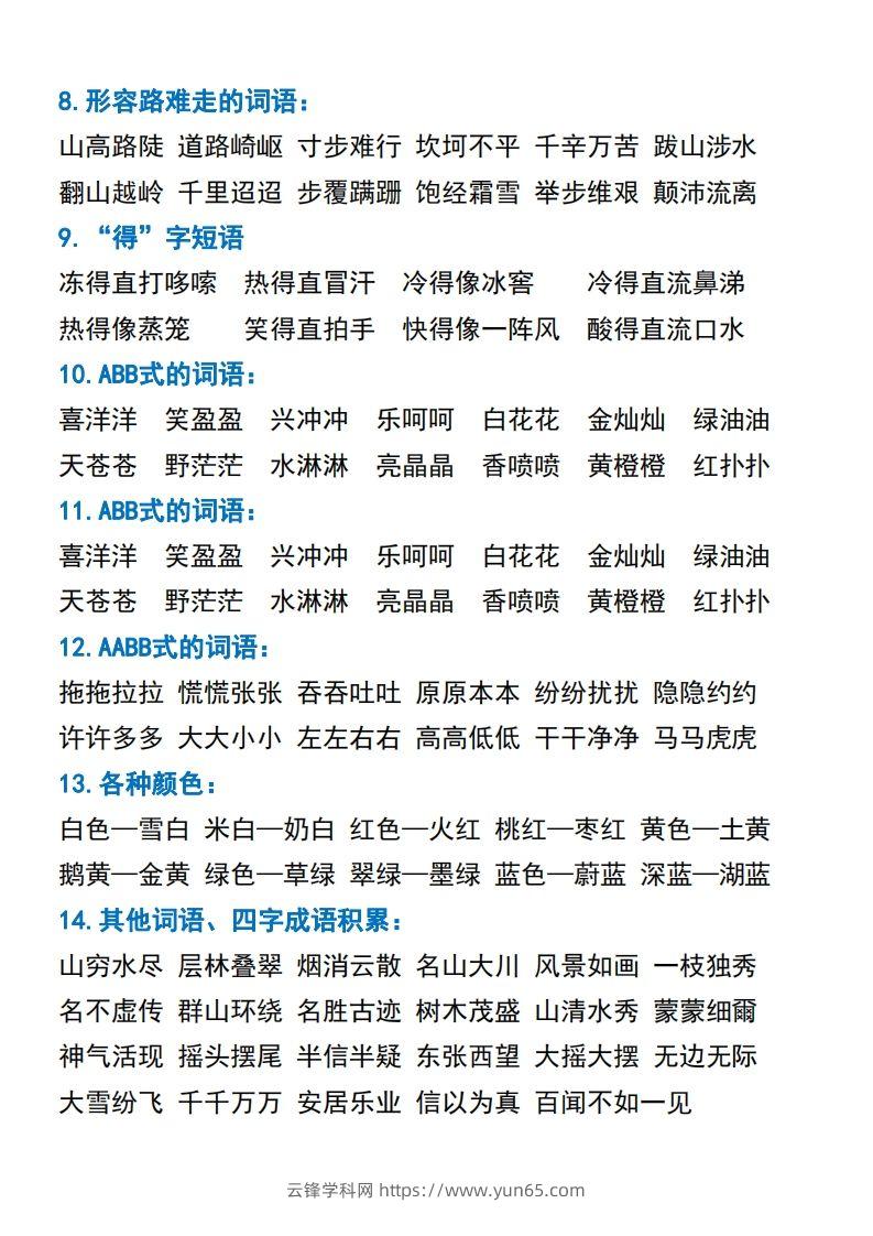 图片[2]-二年级语文上册常考重点知识点汇总-云锋学科网