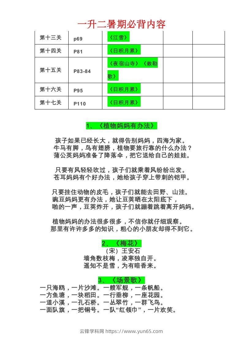 图片[2]-二年级语文上册必背课文-云锋学科网