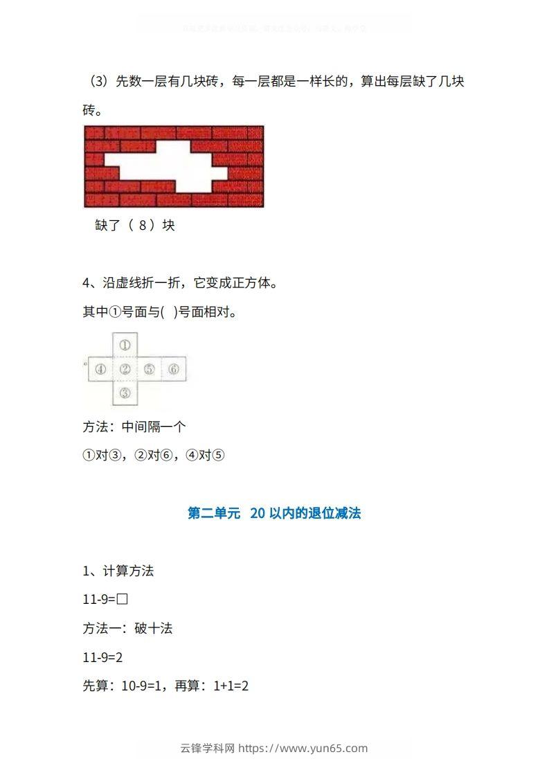 图片[2]-人教版1年级数学下册知识点1-4单元-云锋学科网