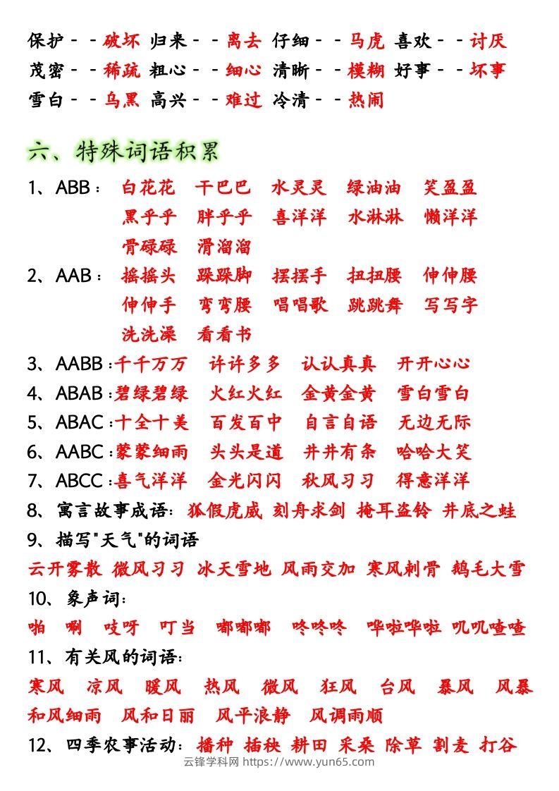 图片[3]-【全册重点考点归纳】二上语文-云锋学科网