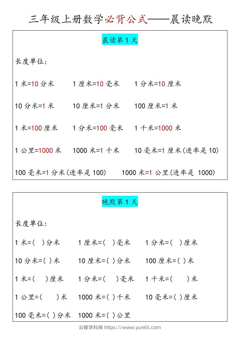 【三上】数学必背汇总-云锋学科网