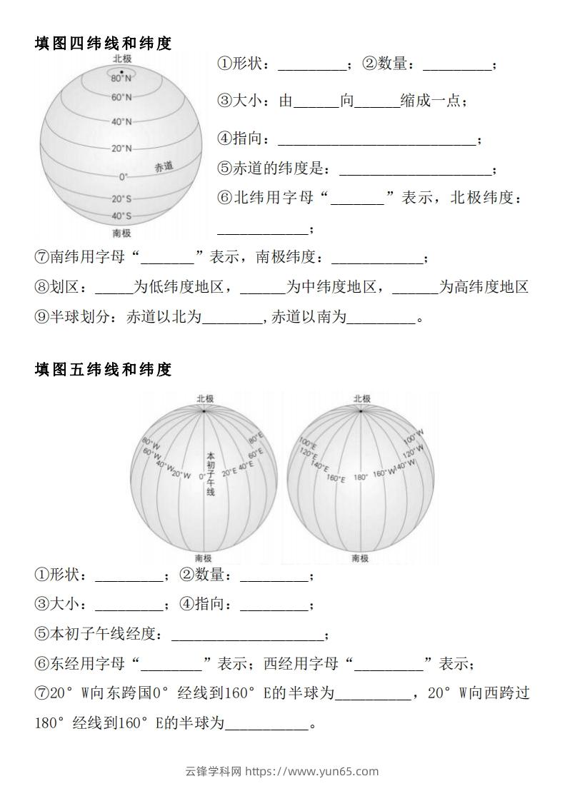 图片[2]-人教版七年级上册地理填图专项训练-云锋学科网