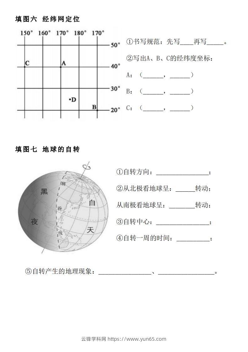 图片[3]-人教版七年级上册地理填图专项训练-云锋学科网