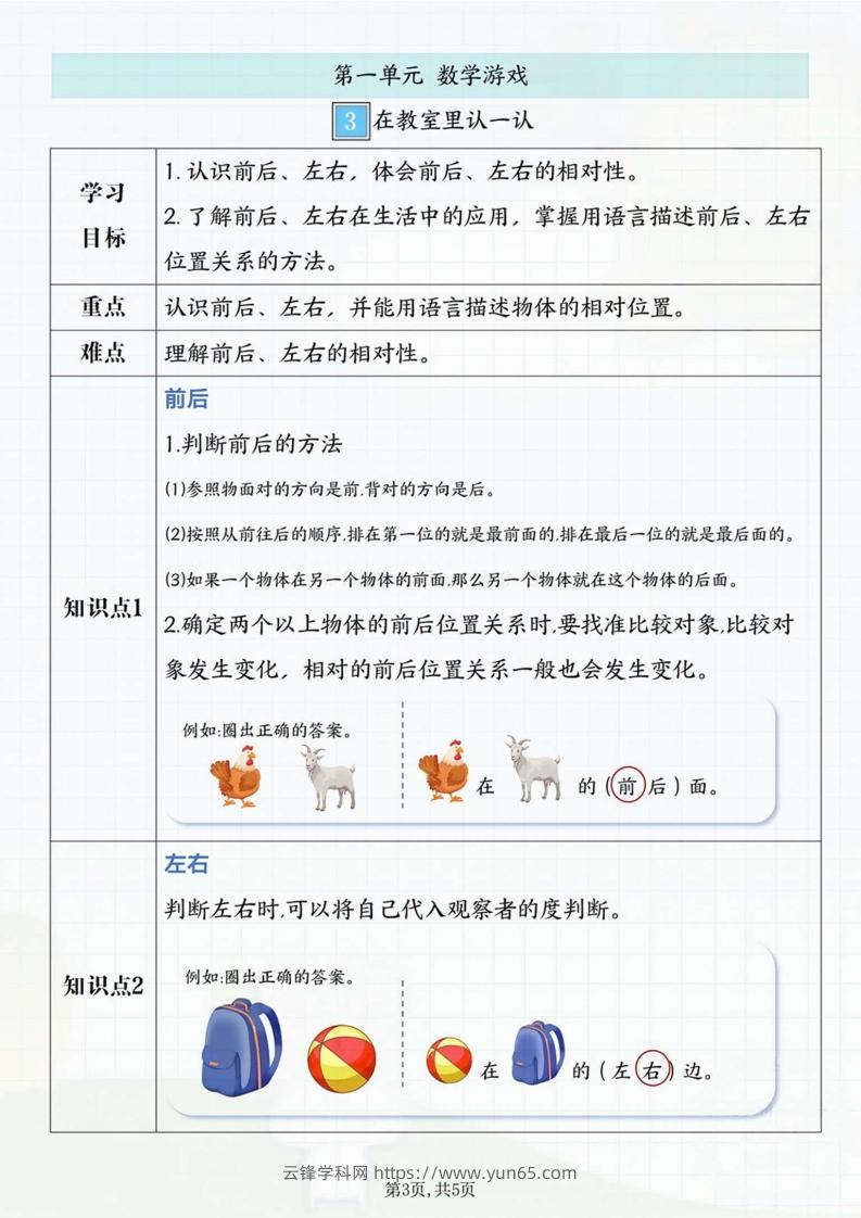 图片[3]-一年级上册数学重点知识汇总-云锋学科网