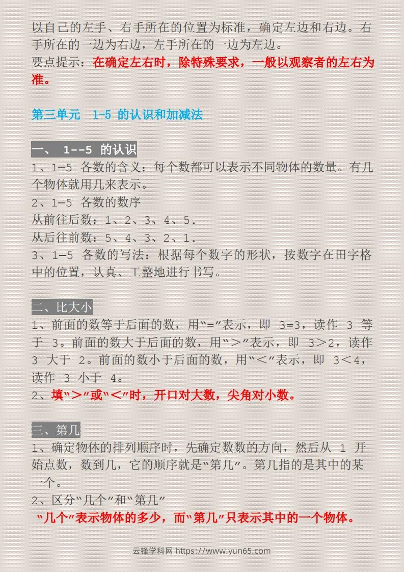 图片[2]-【一上】数学必背汇总-云锋学科网